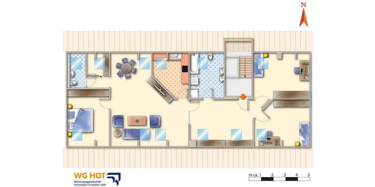 Dachgeschoßwohnung Hohenstein-Ernstthal Ernstthal - 4.5 Zimmer, 109 m&sup2;, 615&euro; | Angebot:18313534