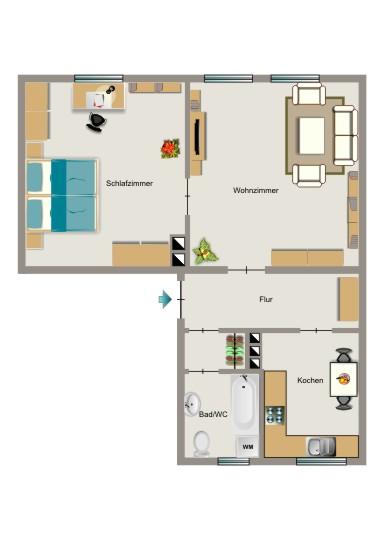 Etagenwohnung Dortmund Innenstadt Nord - 2.5 Zimmer, 54 m&sup2;, 468&euro; | Angebot:26683847