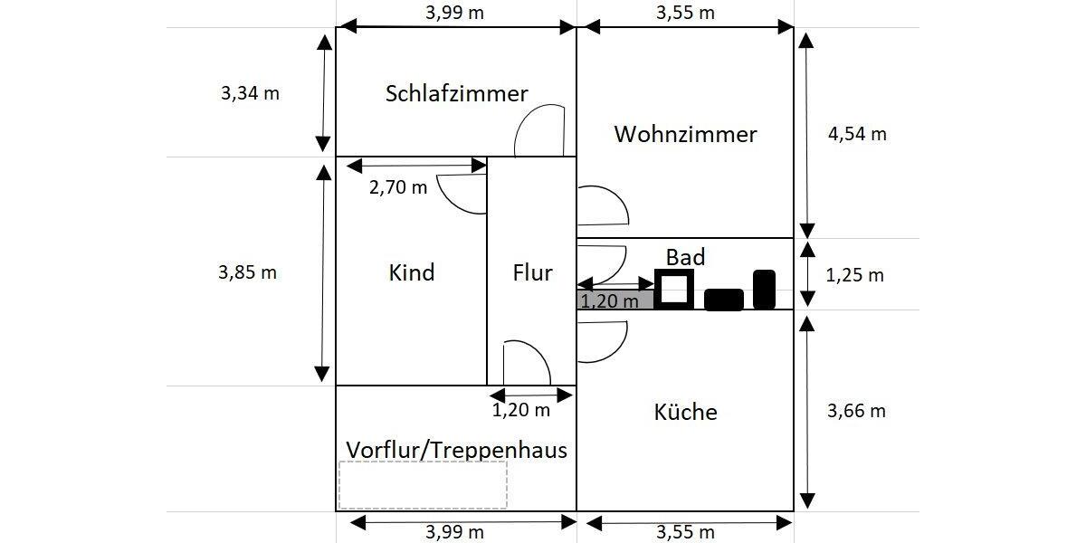 Etagenwohnung Petershagen - 3 Zimmer, 60 m&sup2;, 660&euro; | Angebot:26051265
