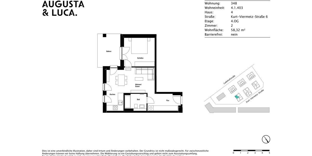 Etagenwohnung Augsburg - 2 Zimmer, 58 m&sup2;, 1.170&euro; | Angebot:26134323