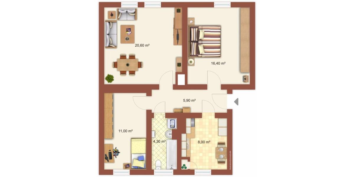 Erdgeschoßwohnung Elsteraue - 3 Zimmer, 64 m&sup2;, 320&euro; | Angebot:24763681