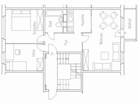 Etagenwohnung Eberswalde Brandenburgisches Viertel - 3 Zimmer, 57 m&sup2;, 395&euro; | Angebot:25926992
