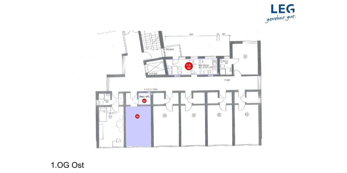 Etagenwohnung Bocholt Feldmark - 1 Zimmer, 20 m&sup2;, 509&euro; | Angebot:26593131