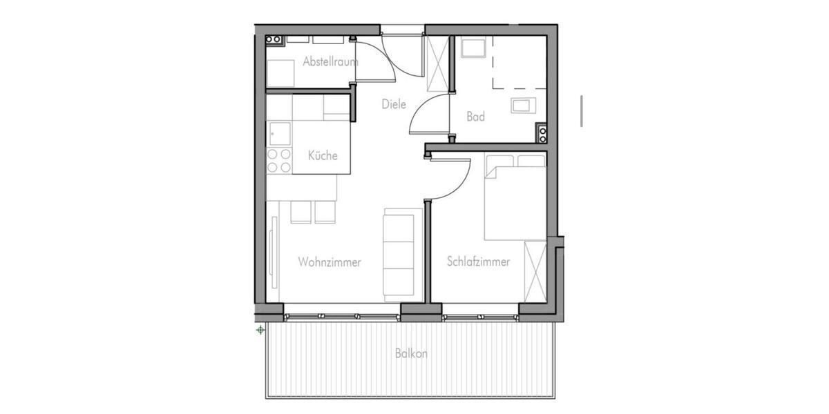 Etagenwohnung Kiel - 2 Zimmer, 42 m&sup2;, 1.000&euro; | Angebot:26625647