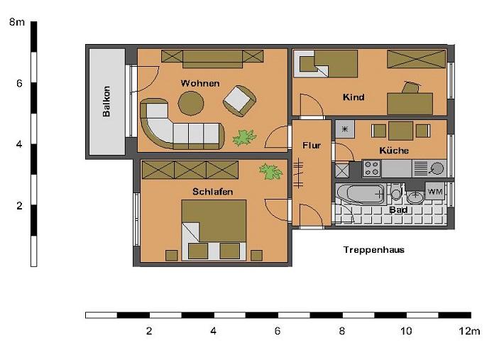 Etagenwohnung Oschersleben (Bode) - 3 Zimmer, 60 m&sup2;, 282&euro; | Angebot:26453488