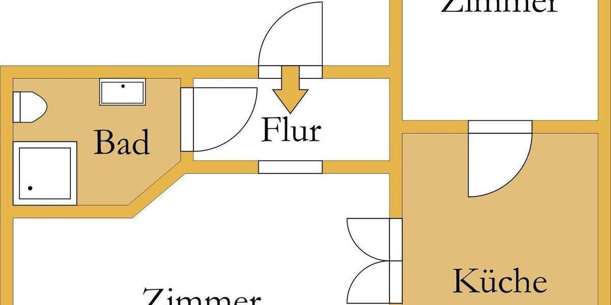 Etagenwohnung Köthen (Anhalt) Köthen - 2 Zimmer, 51 m&sup2;, 245&euro; | Angebot:26712447