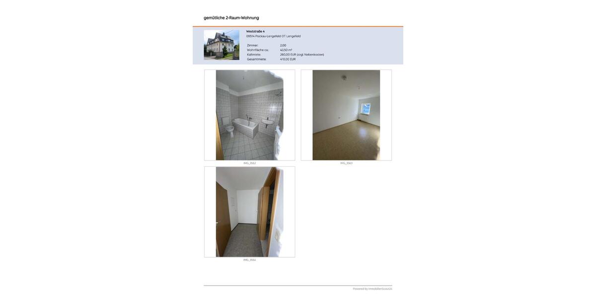 Dachgeschoßwohnung Olbernhau - 5 Zimmer, 44 m&sup2;, 260&euro; | Angebot:24524957