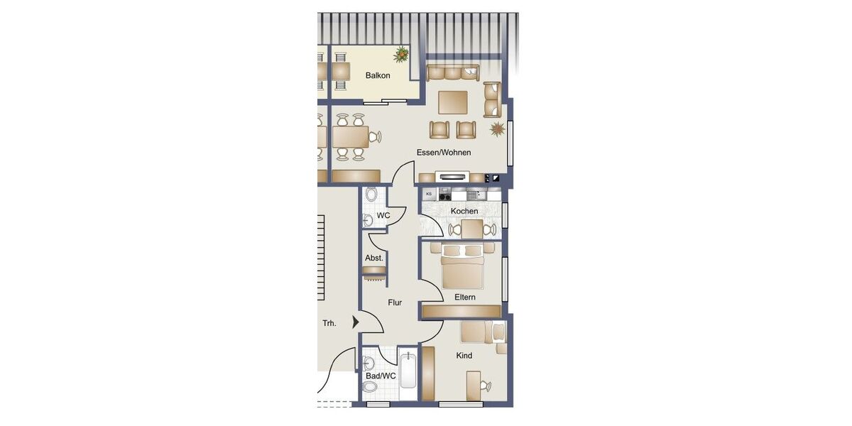 Daaden Mietwohnung 3ZKB 94qm Einbauküche Balkon Wohnung - Erdgeschoßwohnung Daaden | Angebot:26247319