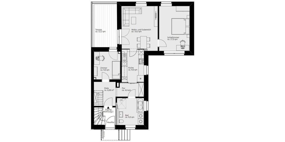 Etagenwohnung Bad Hersfeld - 3 Zimmer, 79 m&sup2;, 1.100&euro; | Angebot:23984173