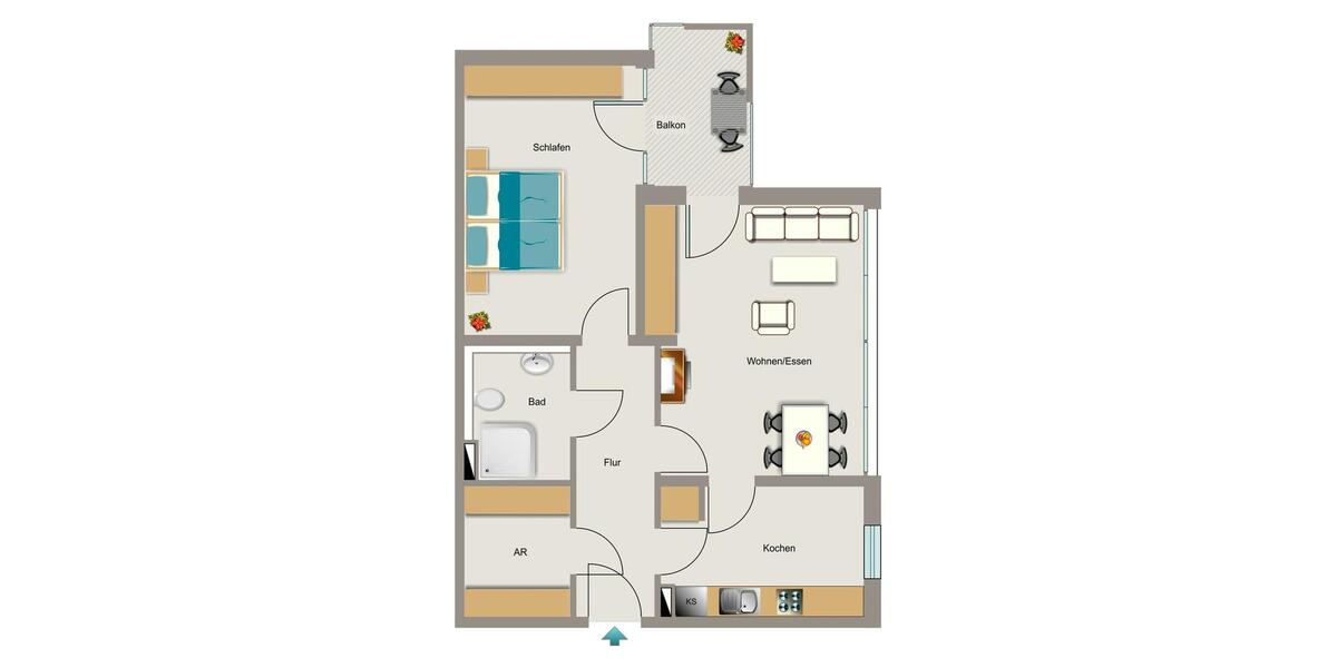 Etagenwohnung Köln Porz - 2.5 Zimmer, 68 m&sup2;, 866&euro; | Angebot:26641590