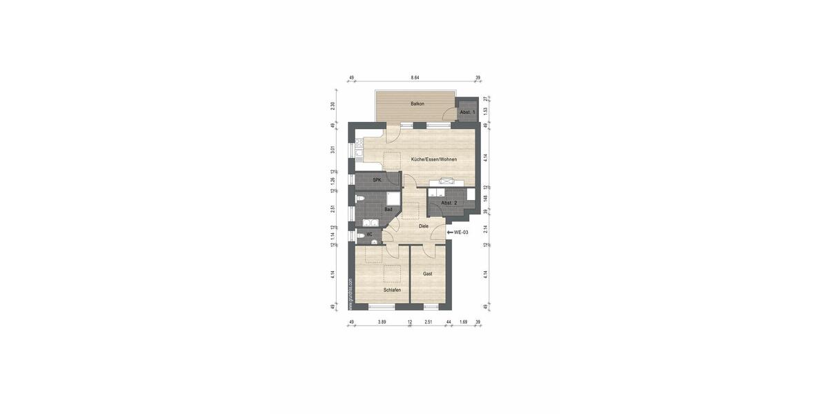Etagenwohnung Wiesmoor - 3 Zimmer, 96 m&sup2;, 1.060&euro; | Angebot:24862209