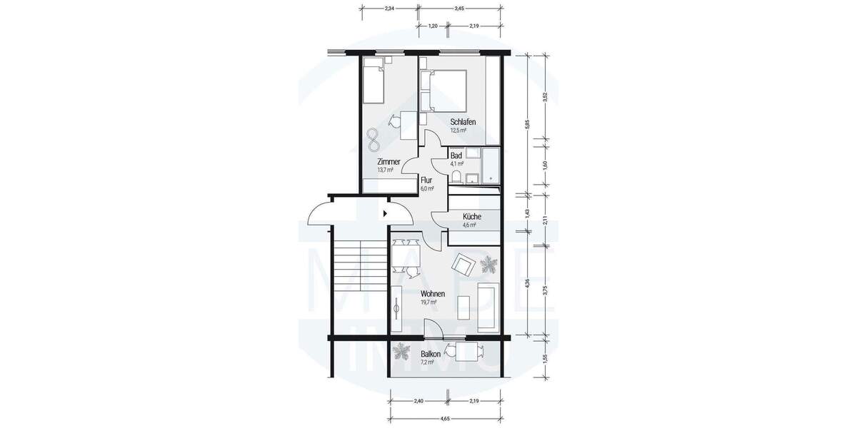 Etagenwohnung Cölpin - 2 Zimmer, 47 m&sup2;, 279&euro; | Angebot:26684140