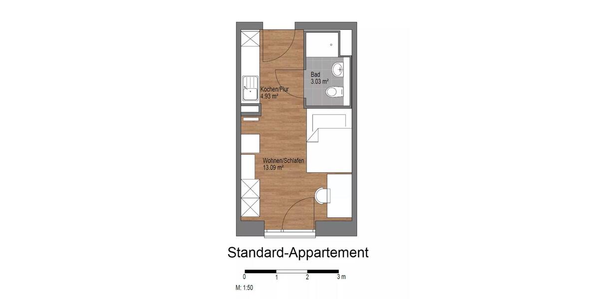 Etagenwohnung Deggendorf - 1 Zimmer, 20 m&sup2;, 320&euro; | Angebot:26680206
