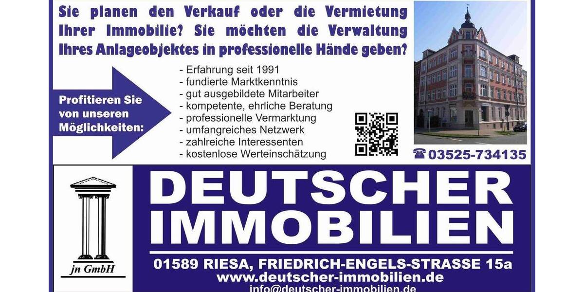 Etagenwohnung Riesa Altriesa - 3 Zimmer, 72 m&sup2;, 430&euro; | Angebot:25688433