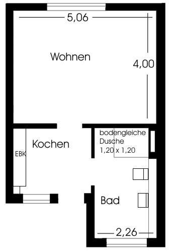 Schöne barrierearme 1-Zimmer-Wohnung mit Balkon