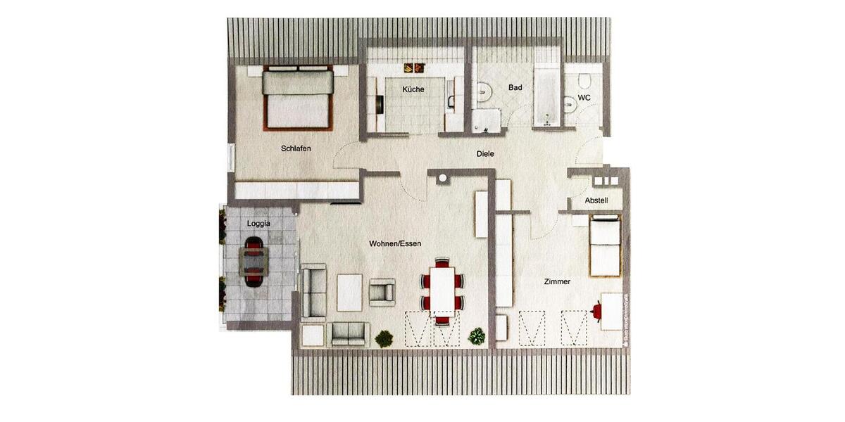 Großzügige Wohnung mit sonniger Dachloggia, Einbauküche und Garage! - 3- Roth 10809576143 | Angebot:25943101