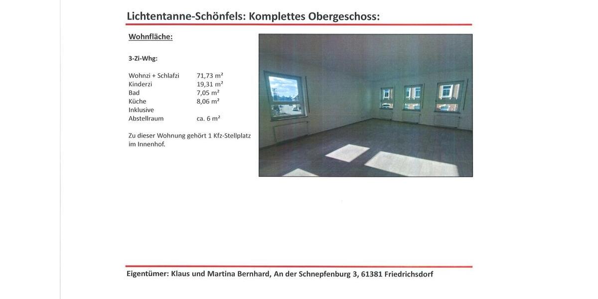 Etagenwohnung Lichtentanne - 3 Zimmer, 104 m&sup2;, 490&euro; | Angebot:24827822