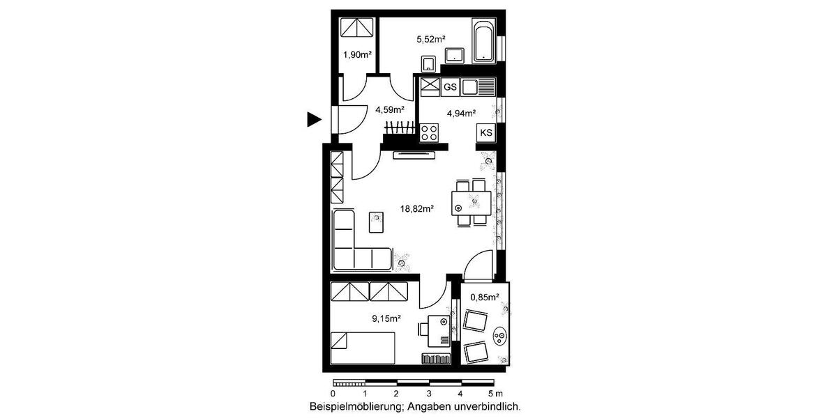 Etagenwohnung Friedrichsdorf - 1.5 Zimmer, 46 m&sup2;, 622&euro; | Angebot:26619779