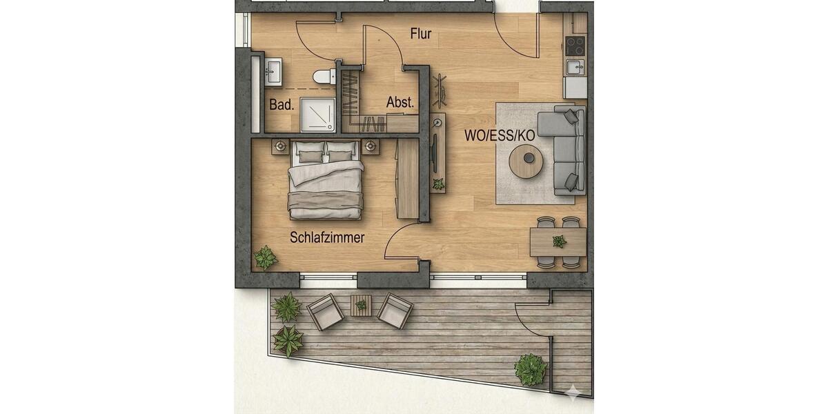 Idyllischer Rückzugsort: Moderne 2-Zimmer-Wohnung zum Erstbezug! 2 zimmer