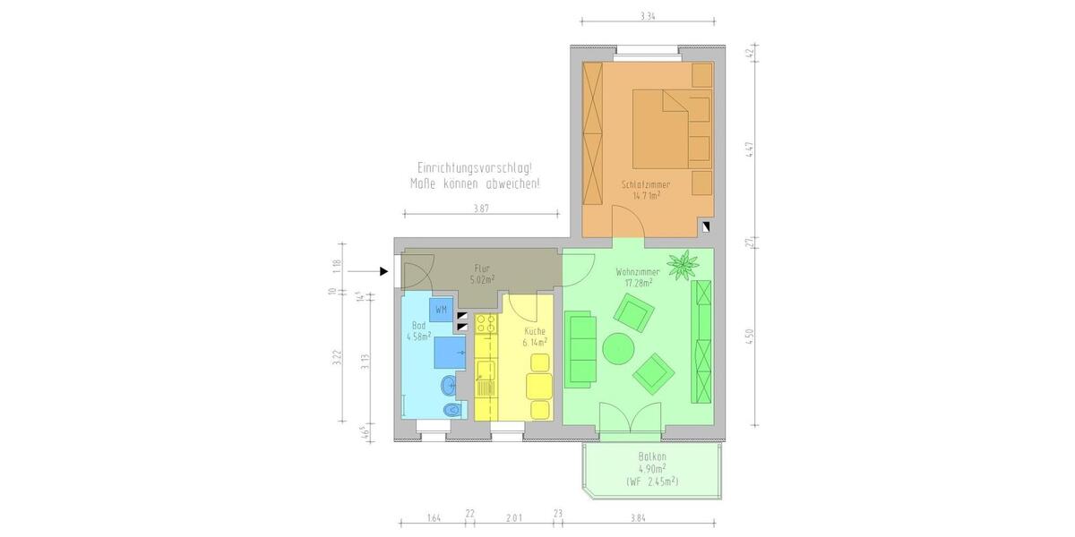 Erdgeschoßwohnung Wilkau-Haßlau Haßlau - 2 Zimmer, 51 m&sup2;, 335&euro; | Angebot:26461414