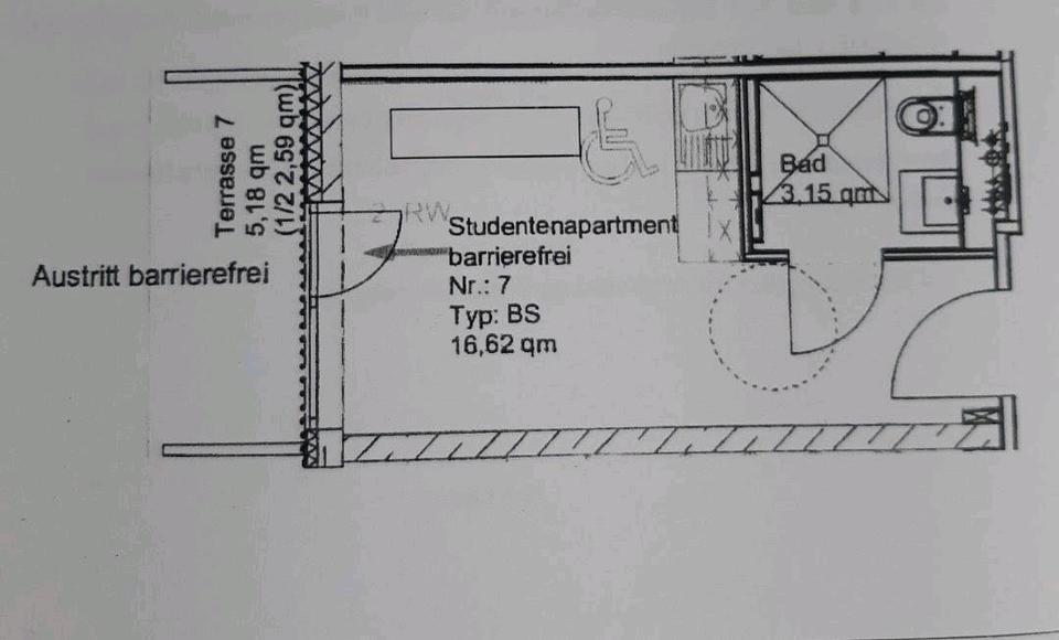 Erdgeschoßwohnung München Ramersdorf-Perlach - 1 Zimmer, 23 m&sup2;, 640&euro; | Angebot:26635819