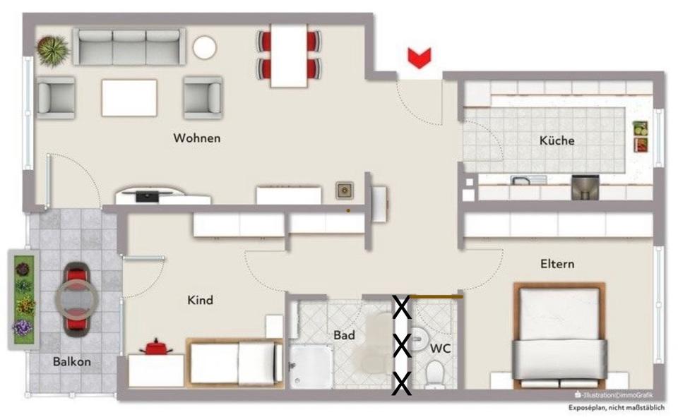 Etagenwohnung Ansbach - 3 Zimmer, 90 m&sup2;, 850&euro; | Angebot:26619208
