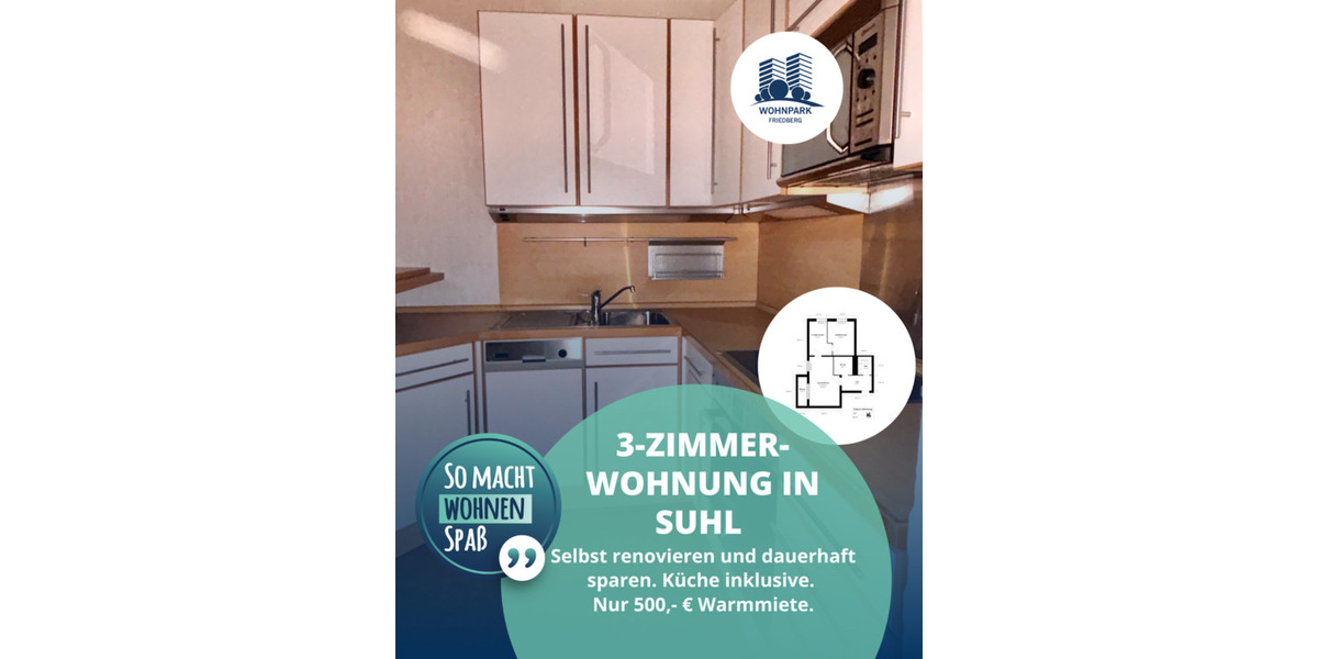 Erdgeschoßwohnung Suhl - 3 Zimmer, 70 m&sup2;, 400&euro; | Angebot:19517504