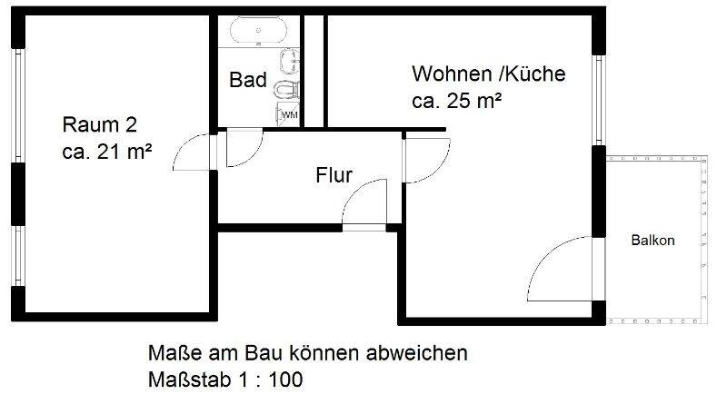 Etagenwohnung Halle (Saale) Heide Nord - 2 Zimmer, 59 m&sup2;, 415&euro; | Angebot:26684648