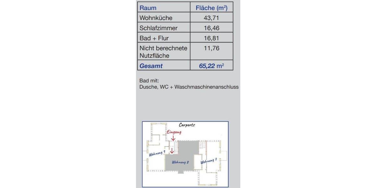 Etagenwohnung Kraiburg - 2 Zimmer, 65 m&sup2;, 815&euro; | Angebot:26816807