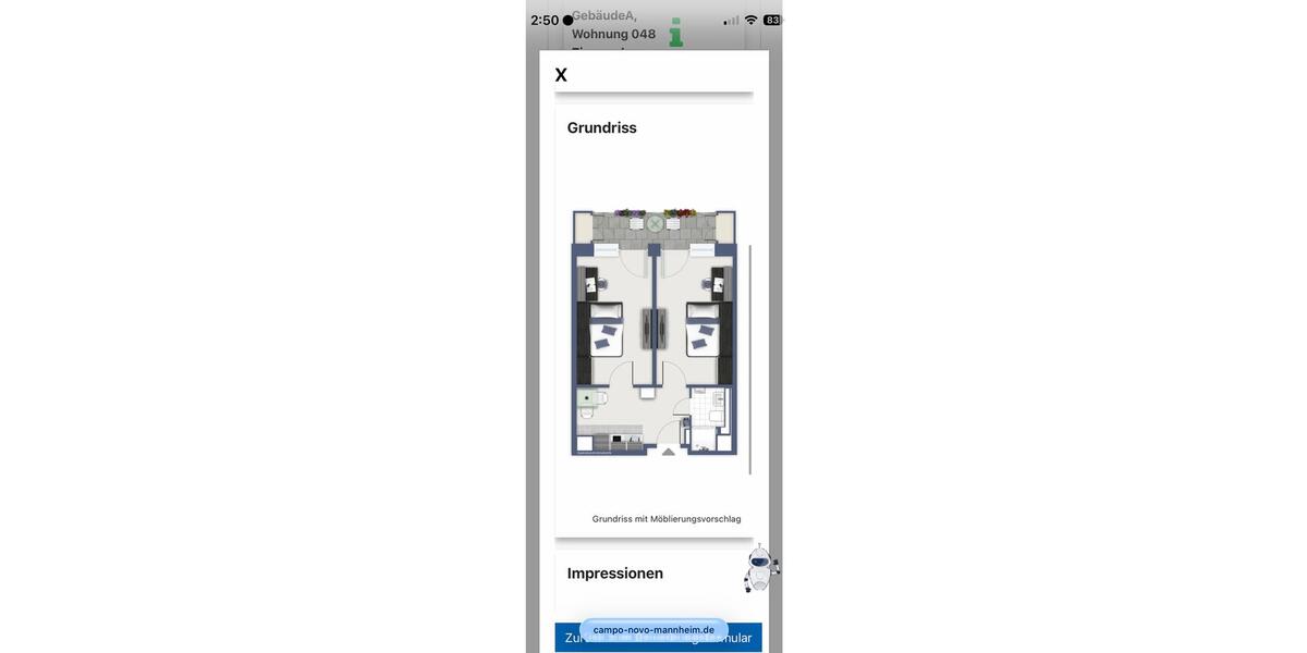 Wohnen auf Zeit Mannheim Käfertal - 28 Zimmer, 22 m&sup2;, 550&euro; | Angebot:26055841