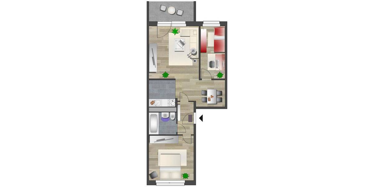 Etagenwohnung Chemnitz Kappel - 3 Zimmer, 55 m&sup2;, 267&euro; | Angebot:26929903