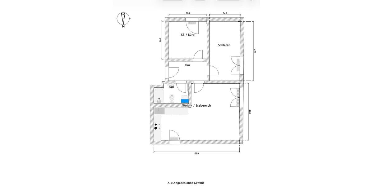 Etagenwohnung Trittau - 3 Zimmer, 56 m&sup2;, 1.000&euro; | Angebot:26602749
