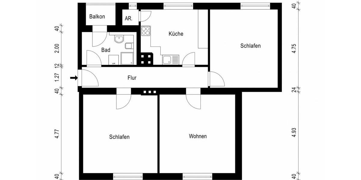 Erdgeschoßwohnung Magdeburg Nordwest - 3 Zimmer, 94 m&sup2;, 752&euro; | Angebot:26629523