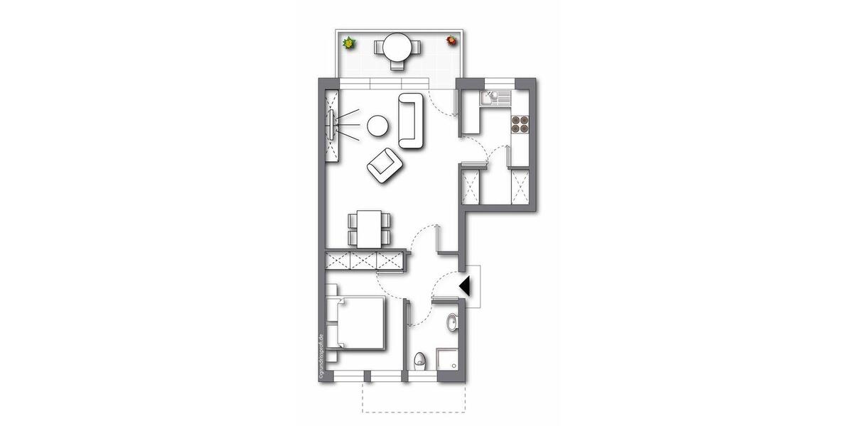 Etagenwohnung Leer (Ostfriesland) - 2 Zimmer, 50 m&sup2;, 995&euro; | Angebot:26636411