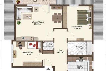 3-Zimmer-Wohnung, 96 qm, Einbauküche, Balkon, Tageslichtbad 3 zimmer