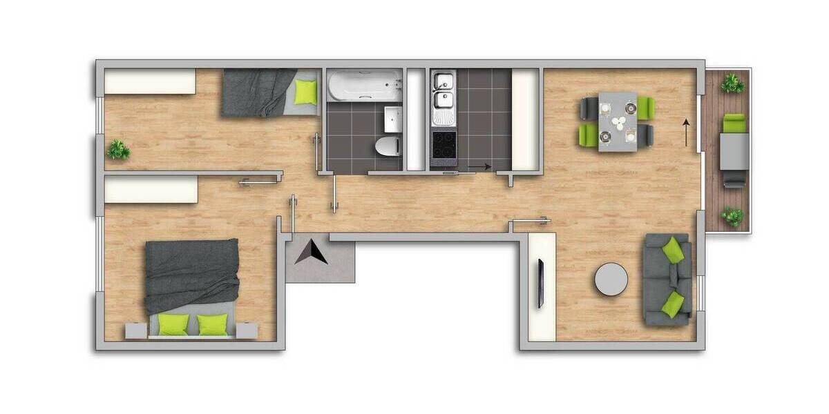 Etagenwohnung Eisenach Stregda - 3 Zimmer, 61 m&sup2;, 385&euro; | Angebot:26191077