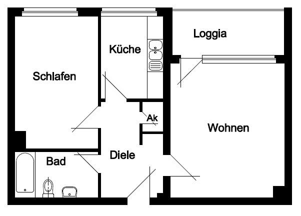 Etagenwohnung Mettmann - 2 Zimmer, 60 m&sup2;, 625&euro; | Angebot:25225954