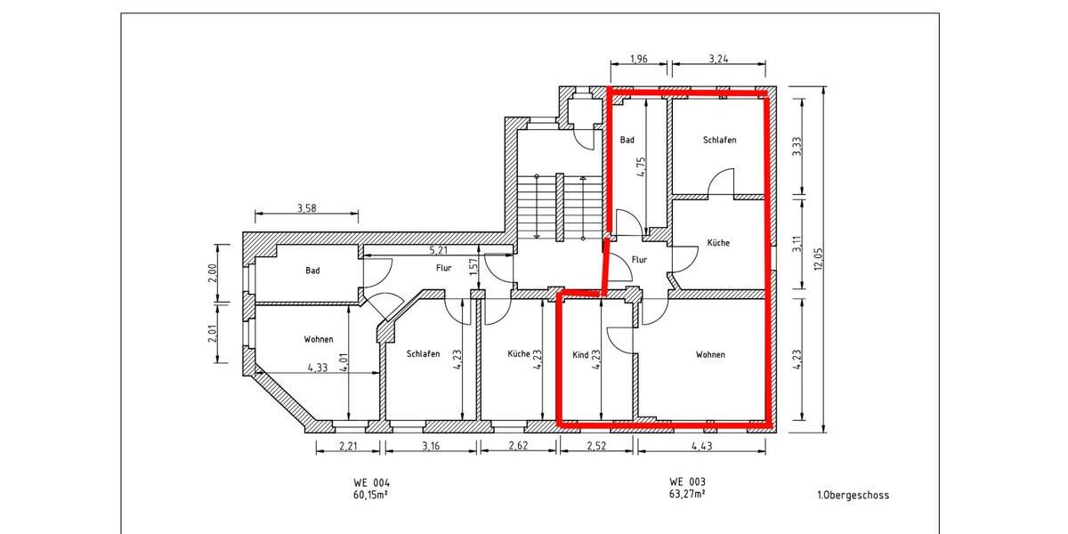 Etagenwohnung Aue-Bad Schlema Bad Schlema - 3 Zimmer, 63 m&sup2;, 300&euro; | Angebot:26374946