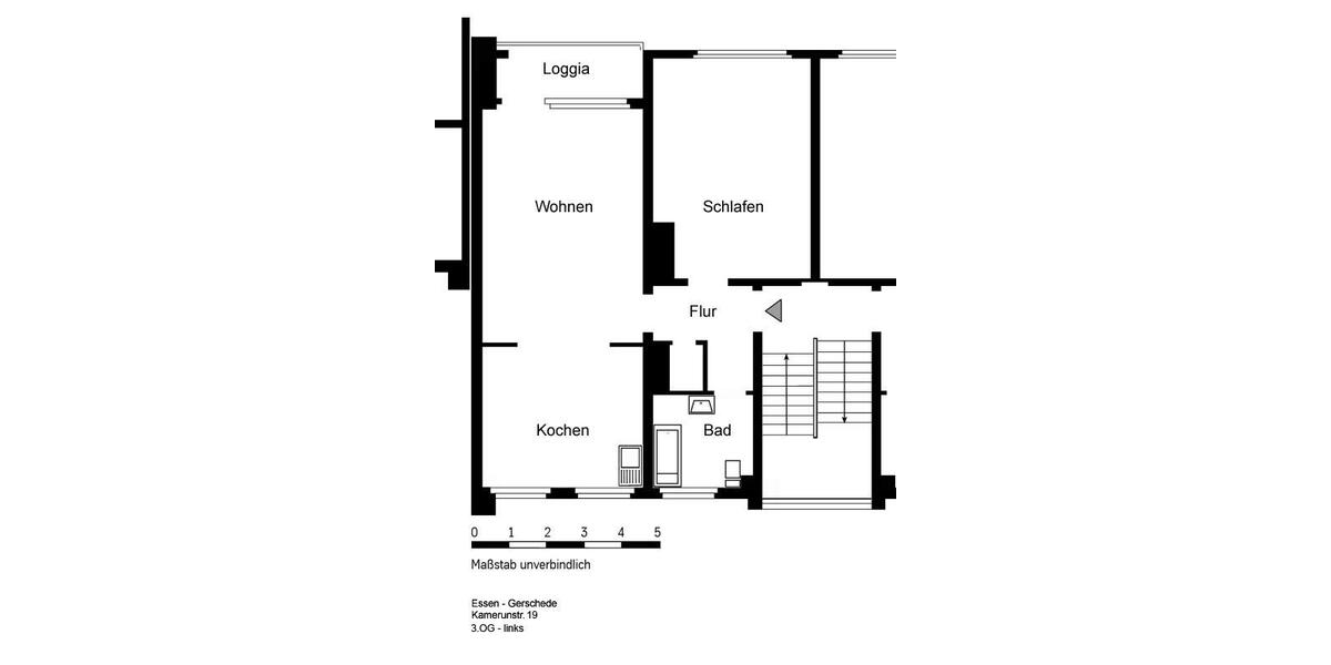 Etagenwohnung Essen Stadtbezirk IV - 2 Zimmer, 55 m&sup2;, 509&euro; | Angebot:26551664