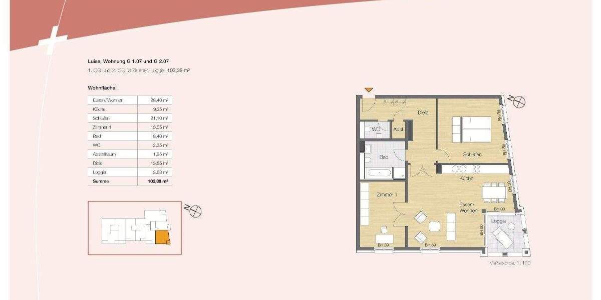 Etagenwohnung Potsdam Berliner Vorstadt - 3 Zimmer, 103 m&sup2;, 1.800&euro; | Angebot:25051864
