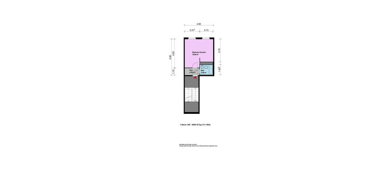 Etagenwohnung Neubrandenburg Reitbahnviertel - 1 Zimmer, 26 m&sup2;, 154&euro; | Angebot:26807180