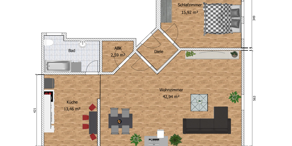 Etagenwohnung Waldheim Schönberg - 2 Zimmer, 64 m&sup2;, 370&euro; | Angebot:25688924