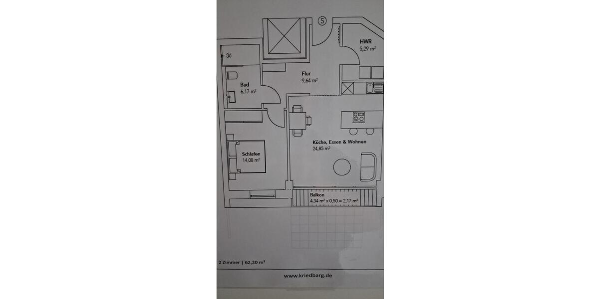 Etagenwohnung Lüneburg Goseburg-Zeltberg - 2 Zimmer, 62 m&sup2;, 1.116&euro; | Angebot:26493655