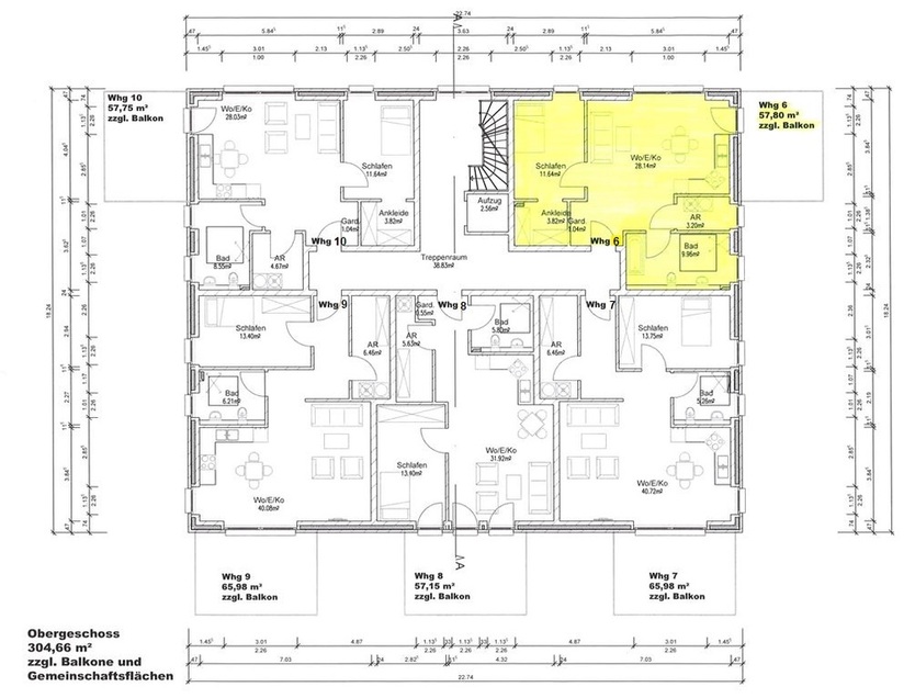 2-Zimmer-OG-Wohnung + 65,80 m² Wohnfläche + Aufzug + Balkon + Carport + EBK kann übernommen werden