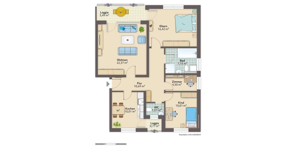 Etagenwohnung Bremerhaven Lehe - 3 Zimmer, 87 m&sup2;, 625&euro; | Angebot:25250795