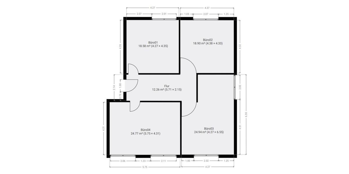 Bürotrakt mit 4 Räumen + Flur als All-In-Miete in Marl ca. 100m² zimmer
