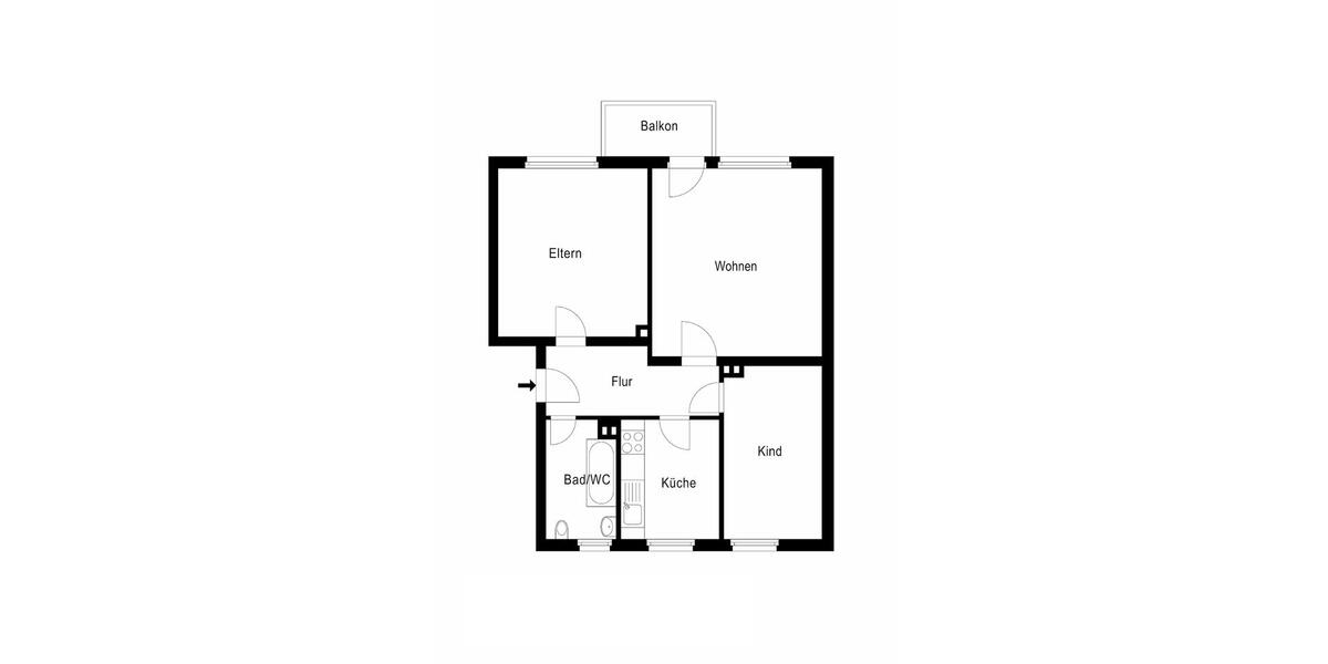 Etagenwohnung Bad Wildungen - 3 Zimmer, 67 m&sup2;, 417&euro; | Angebot:25917656