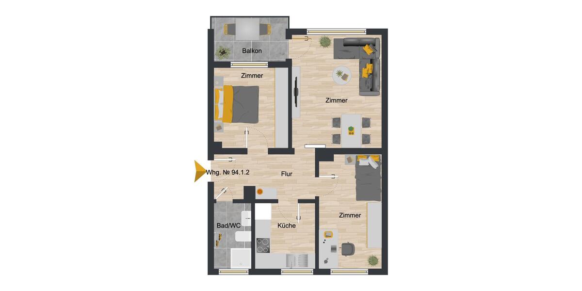 Erdgeschoßwohnung Osterode am Harz - 3 Zimmer, 67 m&sup2;, 539&euro; | Angebot:25499936