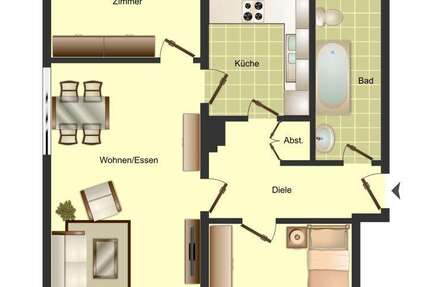 Wohnung Unna - 3.5 Zimmer, 69 m&sup2;, 539&euro; | Angebot:25118975