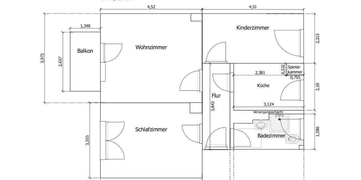 Etagenwohnung Gräfenhainichen - 3 Zimmer, 60 m&sup2;, 425&euro; | Angebot:21607506